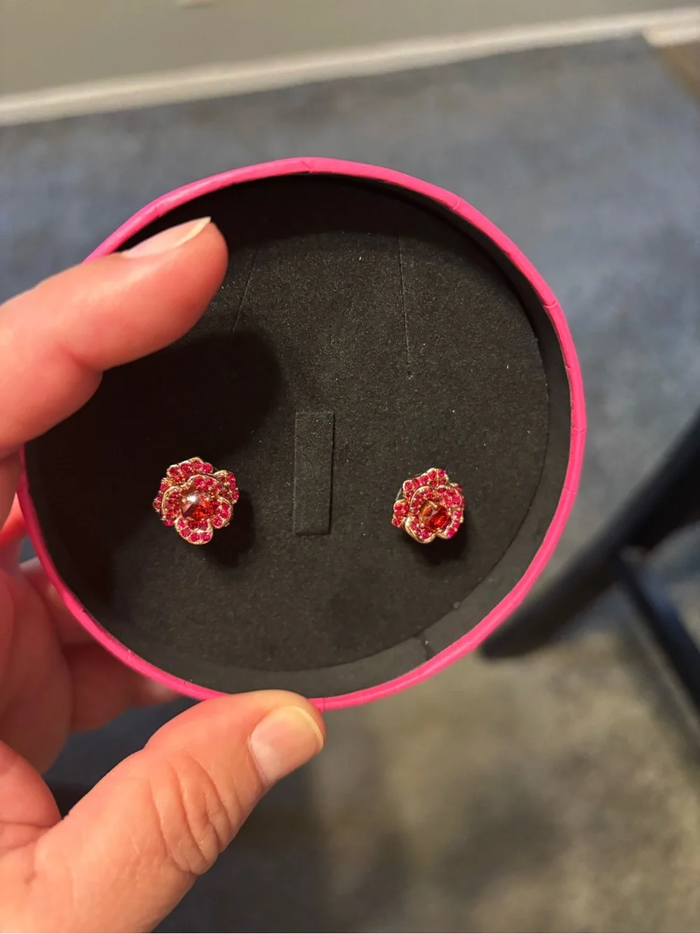 kate spade Red Crystal Flower Stud Earrings